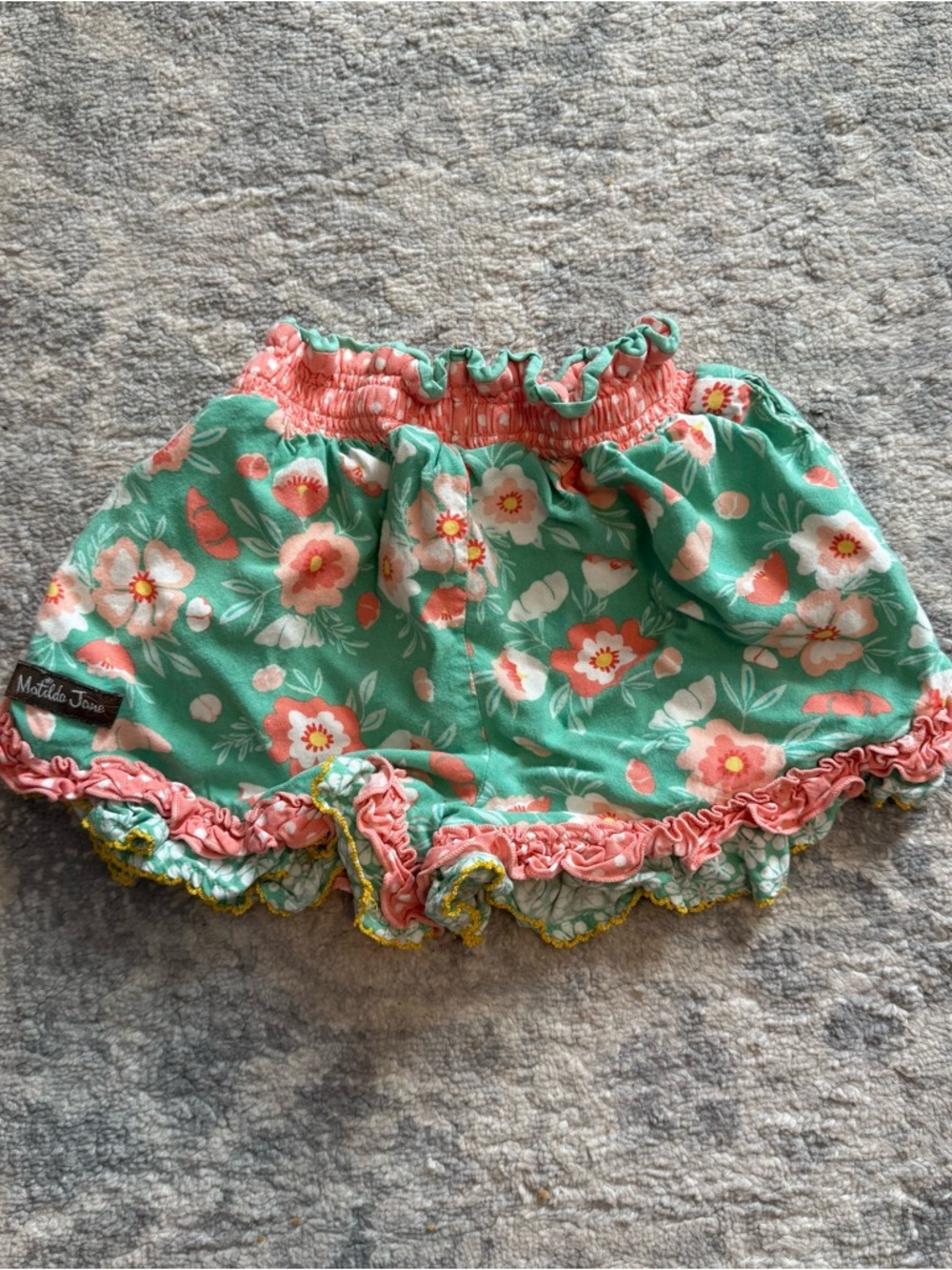 Matilda Jane Girls Shorts Size 4 Boutique Ruffle Floral Pink Green Summer